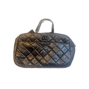 Gilda Paris Quilted Weekender Bag Black Oversized Carryall Travel Tote NWT